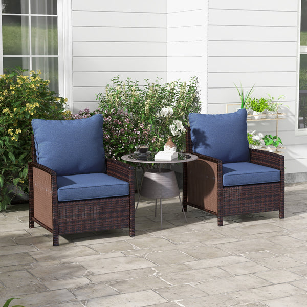 4-Piece Patio Chair Cushions Pillows with Backrest, Seat Replacement Patio Cushions Set for Indoor Outdoor Garden Furniture, Blue