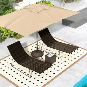 20.5" Round Resin Patio Umbrella Base, 50 lbs Garden Parasol Holder Outdoor Offset Weight Stand with Braked Wheels, Bronze