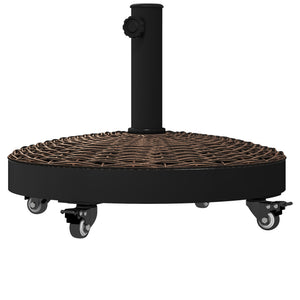20.5" Round Resin Patio Umbrella Base, 50 lbs Garden Parasol Holder Outdoor Offset Weight Stand with Braked Wheels, Bronze