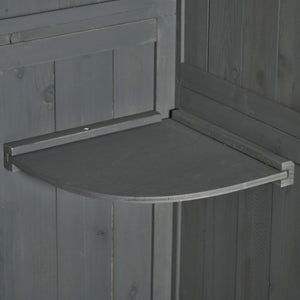 Wooden Garden Shed, Utility Outdoor Small Shed with Lockable Double Doors, Shelves and Roof Hatch, Grey