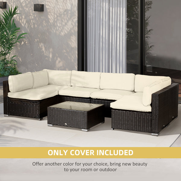 14Pcs Outdoor Cushion Covers, Patio Cushion Covers Replacement for Rattan Sofa Set - No Cushion Included, Cream White