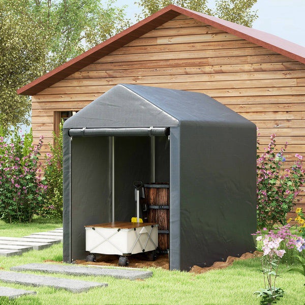 4 x 6ft Portable Shed, Outdoor Storage Shed Tent with Galvanised Steel Frame and Roll-up Door for Motorcycle, Bike, Garden Tools