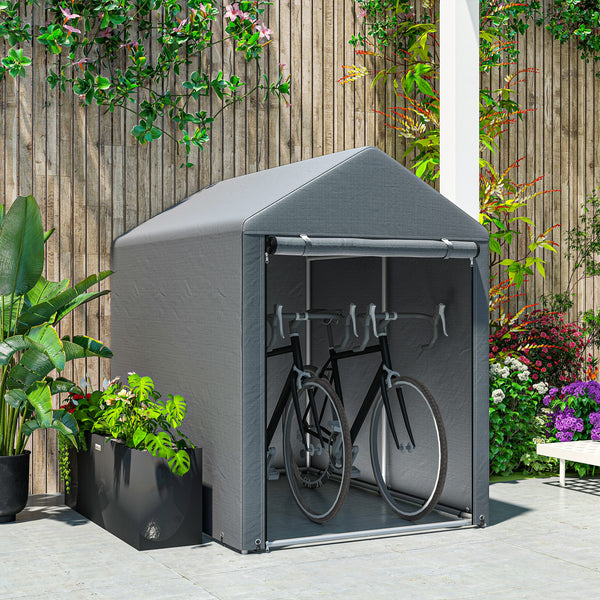 4 x 6ft Portable Shed, Outdoor Storage Shed Tent with Galvanised Steel Frame and Roll-up Door for Motorcycle, Bike, Garden Tools