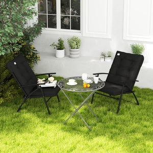 Set of 2 Outdoor Dining Chairs, Folding Patio Chair with Adjustable Backrest, Padded Folding Chairs for Outdoor Events, Black
