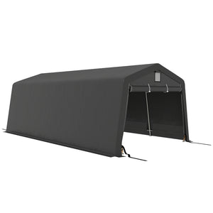 11' x 20' Heavy Duty Carport, Portable Garage Canopy Tent with 2 Ventilation Windows and Large Door, for Car, Truck, Boat, Motorcycle, Bike, Garden Tools, Dark Grey