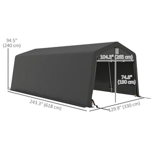 11' x 20' Heavy Duty Carport, Portable Garage Canopy Tent with 2 Ventilation Windows and Large Door, for Car, Truck, Boat, Motorcycle, Bike, Garden Tools, Dark Grey