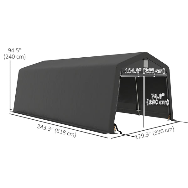 11' x 20' Heavy Duty Carport, Portable Garage Canopy Tent with 2 Ventilation Windows and Large Door, for Car, Truck, Boat, Motorcycle, Bike, Garden Tools, Dark Grey