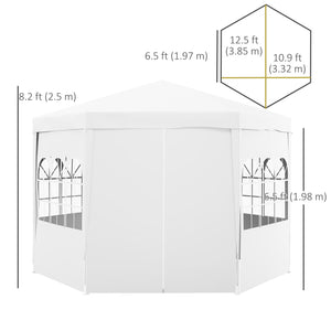 13 ft. Gazebo Canopy Party Tent with 6 Removable Side Walls with Windows and Doors for Outdoor Events, White