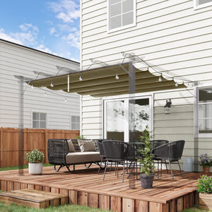 Retractable Replacement Pergola Canopy for 10' x 10' Pergola, Pergola Cover Replacement, Tan