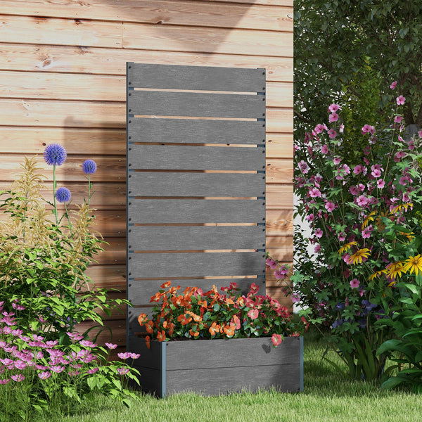 Garden Planter with Trellis for Climbing Plants, Vines, Flowers, Freestanding Raised Bed for Garden, Outdoor, Patio, Planter Box with Drainage Gap, 72x38x150cm, Dark Grey