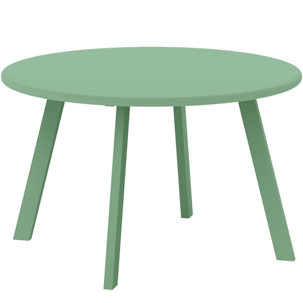 36" Patio Coffee Table, Round Outdoor Side Table with Weather Resistant Metal Frame and Non-Slip Foot Pads for Garden, Balcony, Backyard, Living Room, Green
