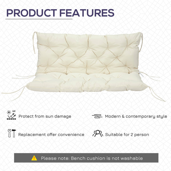 2 Seater Garden Bench Cushions, Thick Outdoor Non-Slip 2 Seater Soft Pad With Backrest for Garden Patio, 52" x 43" x 4", Beige