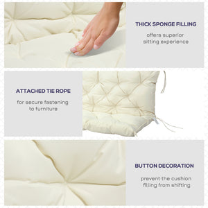 2 Seater Garden Bench Cushions, Thick Outdoor Non-Slip 2 Seater Soft Pad With Backrest for Garden Patio, 52" x 43" x 4", Beige