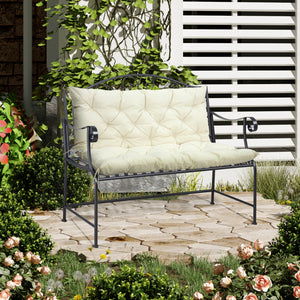 2 Seater Garden Bench Cushions, Thick Outdoor Non-Slip 2 Seater Soft Pad With Backrest for Garden Patio, 52" x 43" x 4", Beige