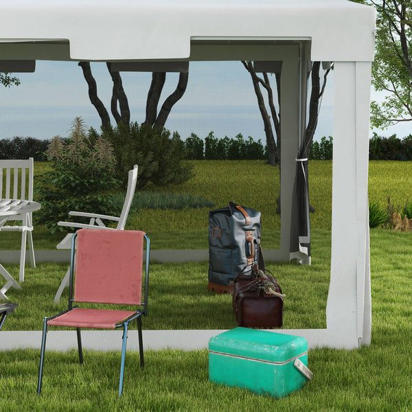 4 m x 3 m Gazebo Party Tent Outdoor Canopy Garden Sun Shade with Mesh Sidewalls, White