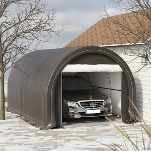 10' x 16' Carport, Heavy Duty Portable Garage / Storage Tent with Large Zippered Door, Anti-UV PE Canopy Cover for Car, Boat, Motorcycle, Bike, Garden Tools, Grey