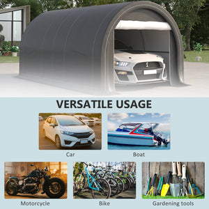 10' x 16' Carport, Heavy Duty Portable Garage / Storage Tent with Large Zippered Door, Anti-UV PE Canopy Cover for Car, Boat, Motorcycle, Bike, Garden Tools, Grey