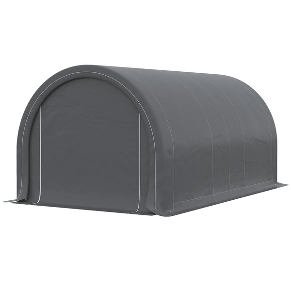 10' x 16' Carport, Heavy Duty Portable Garage / Storage Tent with Large Zippered Door, Anti-UV PE Canopy Cover for Car, Boat, Motorcycle, Bike, Garden Tools, Grey
