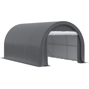 10' x 16' Carport, Heavy Duty Portable Garage / Storage Tent with Large Zippered Door, Anti-UV PE Canopy Cover for Car, Boat, Motorcycle, Bike, Garden Tools, Grey