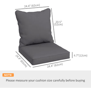 4-Piece Patio Chair Cushions Pillows, Back and Seat Replacement Patio Cushions Set for Indoor Outdoor Garden Furniture, Dark Grey