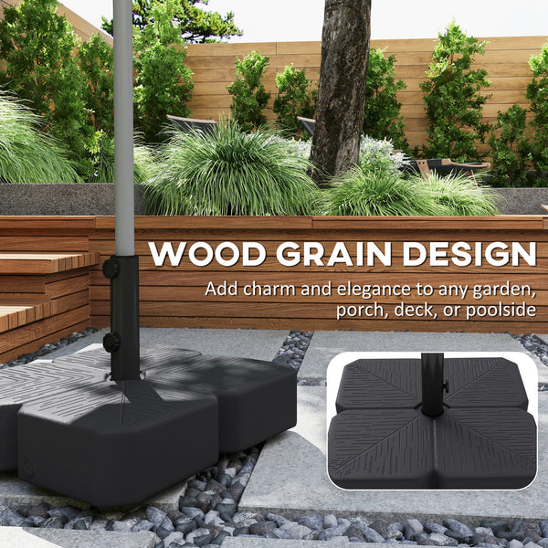 Patio Umbrella Base with Wheels, Square Heavy Duty Umbrella Stand Holder, 70 lbs Water or 88 lbs Sand Filled,  for 1.5"/1.9" Poles for Lawn, Outdoor, Black