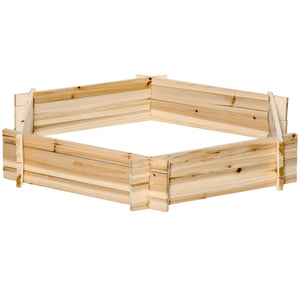 Outsunny Wooden Raised Garden Bed, Hexagon Screwless Planters for Outdoor Plants, Vegetables, Flowers, Herbs, 39" x 36" x 6", Natural Wood