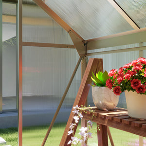6' x 4' x 6.6' Polycarbonate Greenhouse, Walk-In Green House Kit Garden, Plants Grow, Galvanized Sheet Aluminum Frame with Rain Gutter, Vent and Sliding Door, Silver