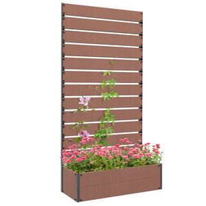 Garden Planter with Trellis for Climbing Plants, Vines, Flowers, Freestanding Raised Bed for Garden, Outdoor, Patio, Planter Box with Drainage Gap, Light Brown
