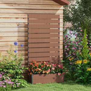 Garden Planter with Trellis for Climbing Plants, Vines, Flowers, Freestanding Raised Bed for Garden, Outdoor, Patio, Planter Box with Drainage Gap, Light Brown