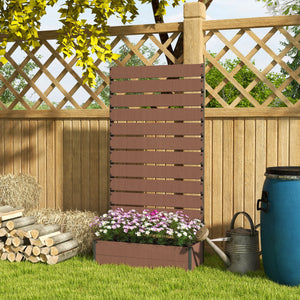 Garden Planter with Trellis for Climbing Plants, Vines, Flowers, Freestanding Raised Bed for Garden, Outdoor, Patio, Planter Box with Drainage Gap, Light Brown