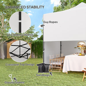 10' x 10' Pop Up Canopy Tent with Awning and Sidewalls, UPF50+ Instant Sun Shelter, Height Adjustable Portable Gazebo, with Wheeled Bag and Sand Bags for Garden, Patio