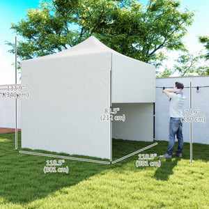 10' x 10' Pop Up Canopy Tent with Awning and Sidewalls, UPF50+ Instant Sun Shelter, Height Adjustable Portable Gazebo, with Wheeled Bag and Sand Bags for Garden, Patio