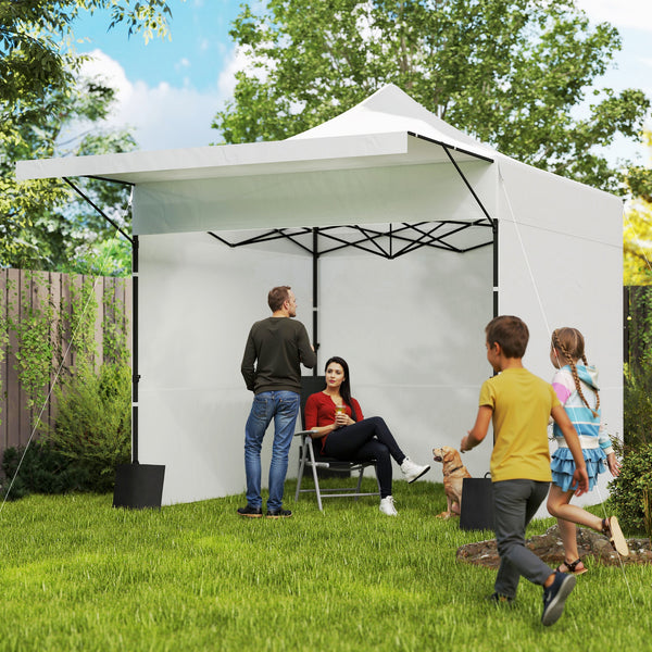 10' x 10' Pop Up Canopy Tent with Awning and Sidewalls, UPF50+ Instant Sun Shelter, Height Adjustable Portable Gazebo, with Wheeled Bag and Sand Bags for Garden, Patio