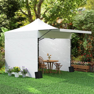 10' x 10' Pop Up Canopy Tent with Awning and Sidewalls, UPF50+ Instant Sun Shelter, Height Adjustable Portable Gazebo, with Wheeled Bag and Sand Bags for Garden, Patio