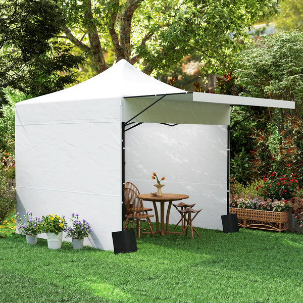 10' x 10' Pop Up Canopy Tent with Awning and Sidewalls, UPF50+ Instant Sun Shelter, Height Adjustable Portable Gazebo, with Wheeled Bag and Sand Bags for Garden, Patio