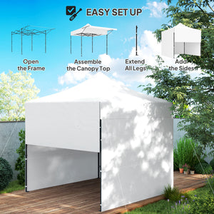 10' x 10' Pop Up Canopy Tent with Awning and Sidewalls, UPF50+ Instant Sun Shelter, Height Adjustable Portable Gazebo, with Wheeled Bag and Sand Bags for Garden, Patio