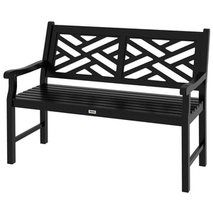 46" Outdoor Bench, Wooden Patio Loveseat with Slatted Frame and Armrests, 2 Seater Garden Bench for Park, Porch, Lawn, Yard, Deck, Black