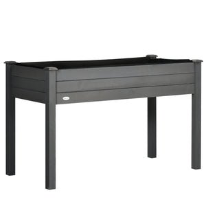 48" x 22" x 30" Wooden Patio Raised Garden Bed Planter, Elevated Planter Box with Legs, Outdoor Flower Stand with Inner Bag, Dark Grey