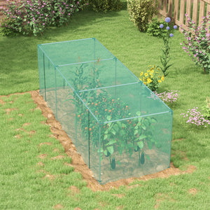 12' x 4' Crop Cage, Plant Protection Tent with Zippered Door and Galvanized Steel Frame, Fruit Cage Netting Cover for Garden, Yard, Lawn, Green
