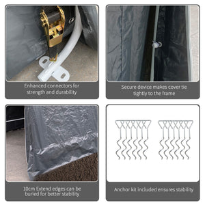 9.2' x 7.9' Garden Storage Tent, Heavy Duty Bike Shed, Patio Storage Shelter w/ Metal Frame and Double Zipper Doors, Dark Grey