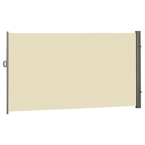 118" x 79" Retractable Side Awning Patio Outdoor Folding Privacy Screen with Resistance to UV Rays & Wind, Cream White