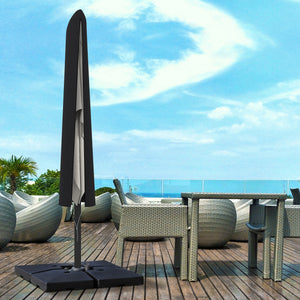 Garden Parasol Cover, Outdoor Patio Umbrella Protector Weatherproof Garden Patio with Rod, Zipper for 2-4m Parasol, Φ60 x 160cm, Black