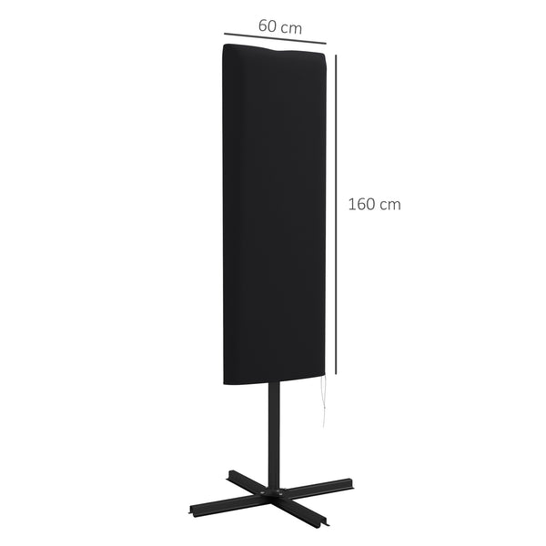 Garden Parasol Cover, Outdoor Patio Umbrella Protector Weatherproof Garden Patio with Rod, Zipper for 2-4m Parasol, Φ60 x 160cm, Black