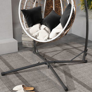 Hammock Chair Stand Only, Hanging Chair Stand with X-Shape Base, Heavy Duty Steel Single Hammock Egg Swing Frame for Indoor Outdoor, 150 KG Load Capacity Black