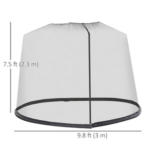Outdoor Patio 7.5ft Umbrella Table Screen Mosquito Bug Net, Garden Large Umbrella Cover Netting with Zippered Door, Black (Mosquito Netting ONLY)