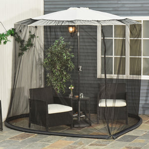 Outdoor Patio 7.5ft Umbrella Table Screen Mosquito Bug Net, Garden Large Umbrella Cover Netting with Zippered Door, Black (Mosquito Netting ONLY)
