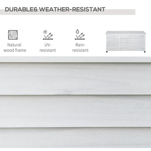 75 Gallon Wooden Storage Box patio Deck Box Bench, Garden Backyard Outdoor Storage Container with Aerating Gap & Weather-Fighting Finish, White