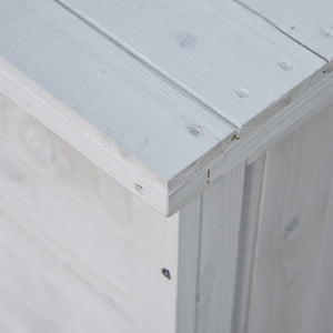 75 Gallon Wooden Storage Box patio Deck Box Bench, Garden Backyard Outdoor Storage Container with Aerating Gap & Weather-Fighting Finish, White