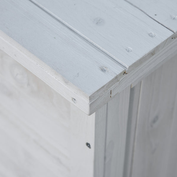 75 Gallon Wooden Storage Box patio Deck Box Bench, Garden Backyard Outdoor Storage Container with Aerating Gap & Weather-Fighting Finish, White