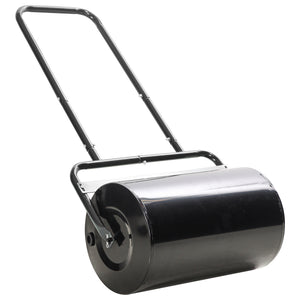 20" Push/Tow Behind Lawn Roller, Heavy Duty Sod Drum Roller Filled with 11 Gal Water/136 Lbs Sand, Grass Flattener for Yard, Patio, Park, Black